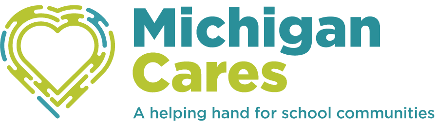 Michigan Cares logo - A Helping hand for school communities
