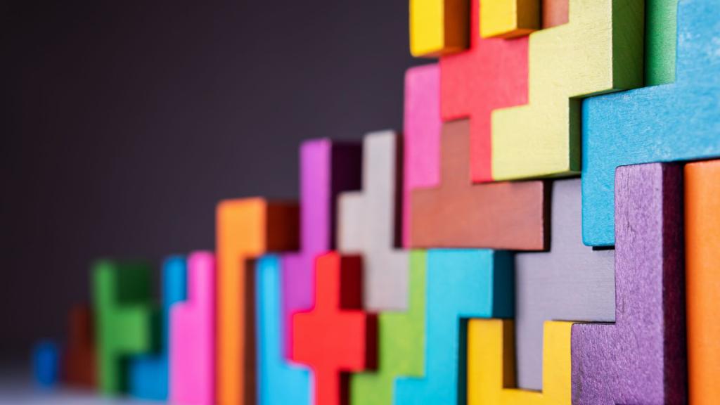 colorful geometric blocks stacked