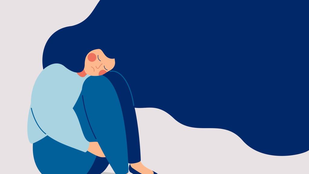 illustration of grieving woman