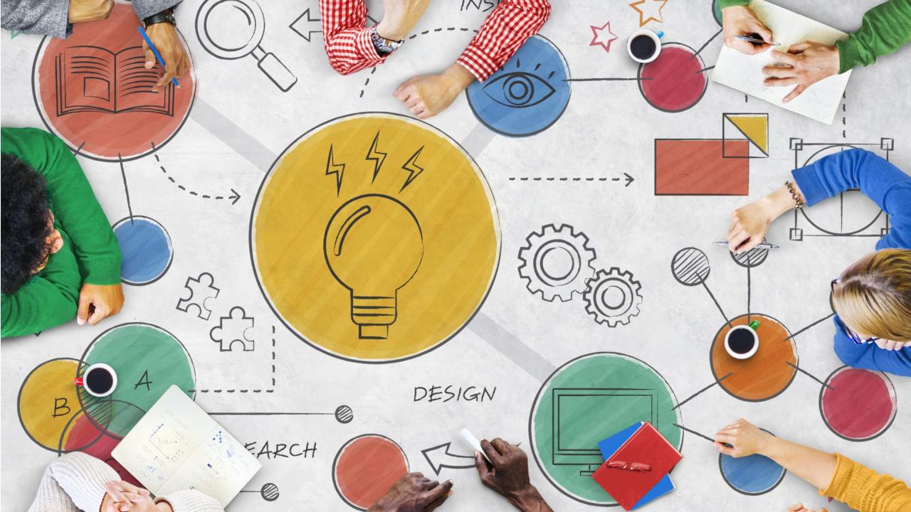 illustration of people sitting around a table sharing ideas