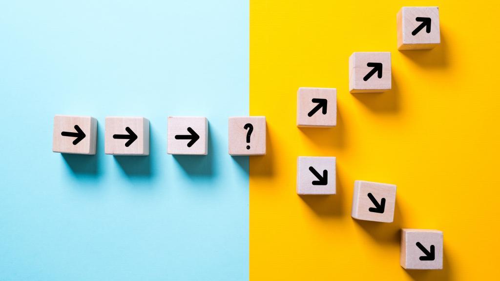 path leads to decision which changes the path in two directions
