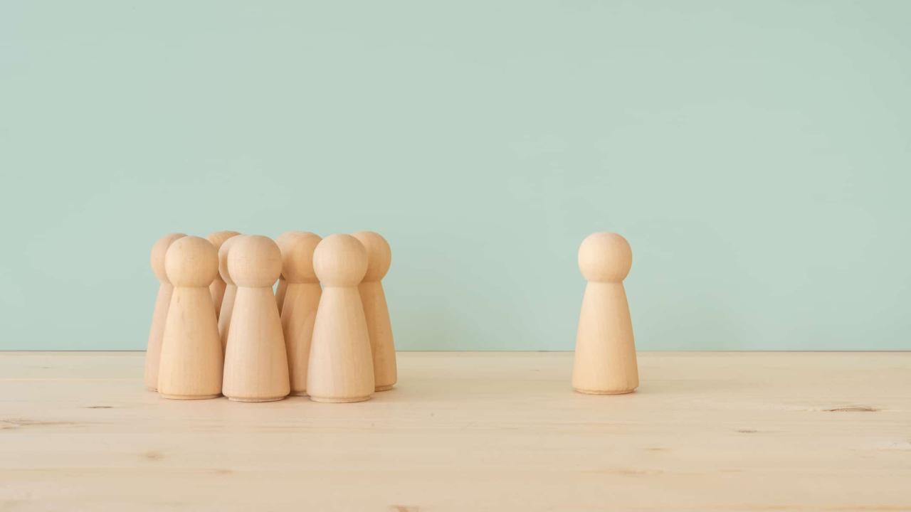 Majority and minority; many wooden toys