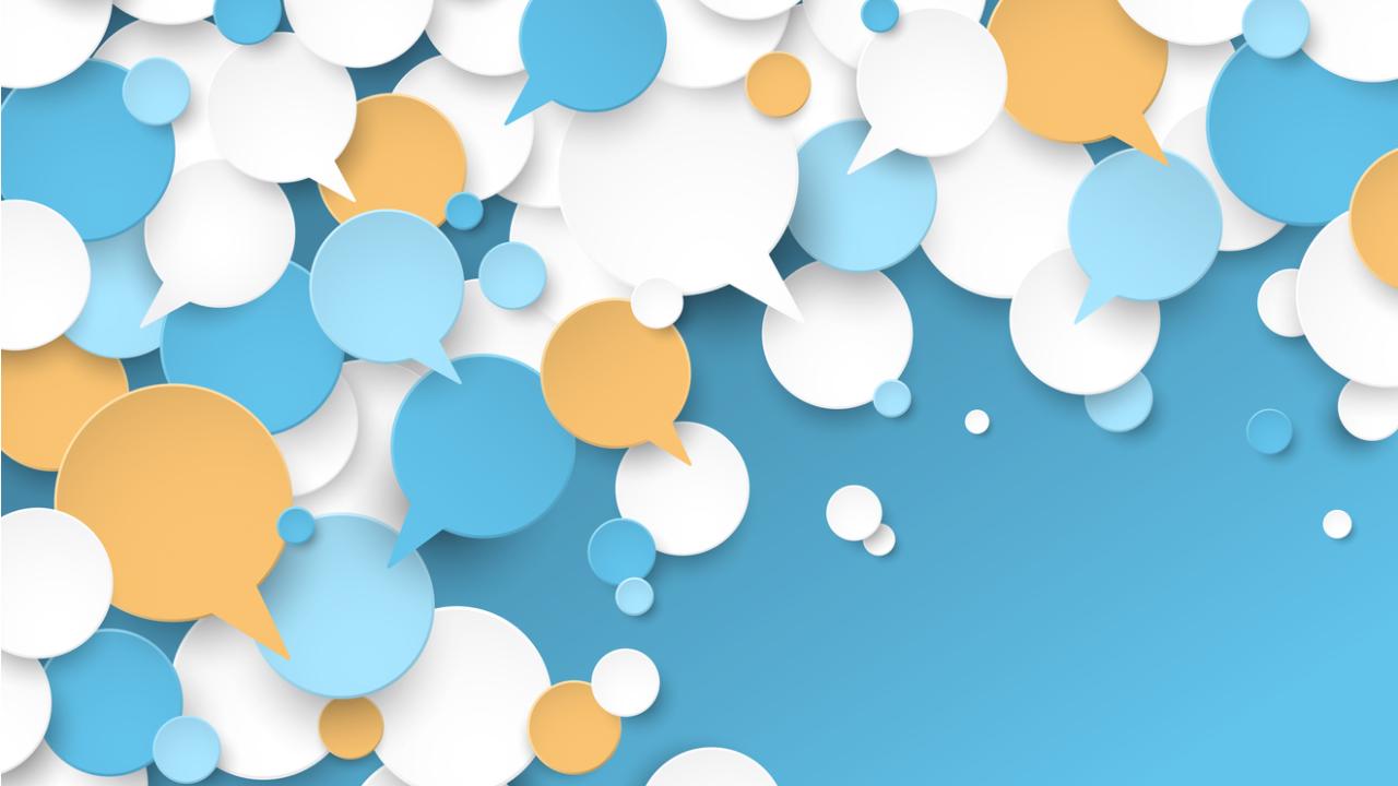 Colorful vector business concept with speech bubbles on dark blue background