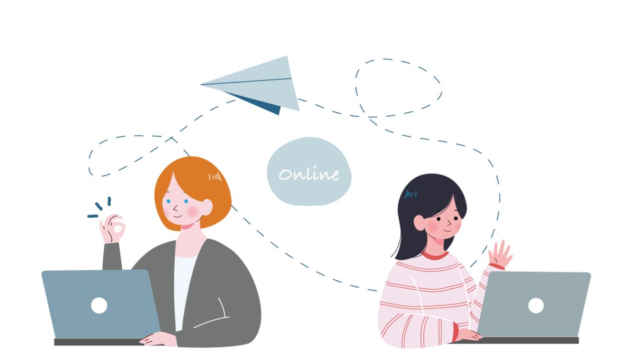 Student girl and teacher in Online English lesson