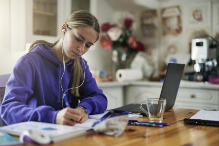Girl studying at desk