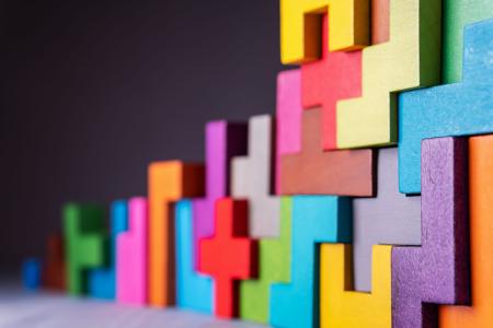 colorful geometric blocks stacked