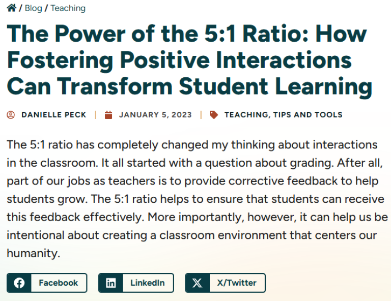Screenshot of 5:1 Ratio Blog