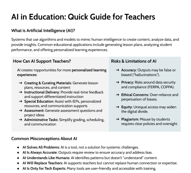 Screenshot of AI in Education Guide Google Doc