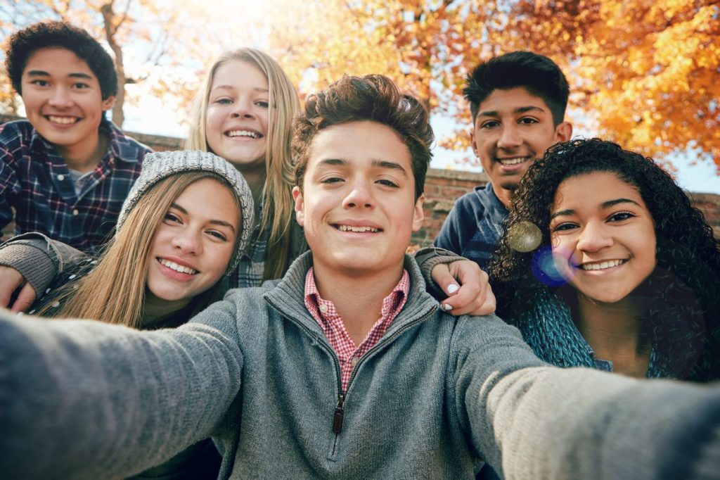 high school kids taking a selfie