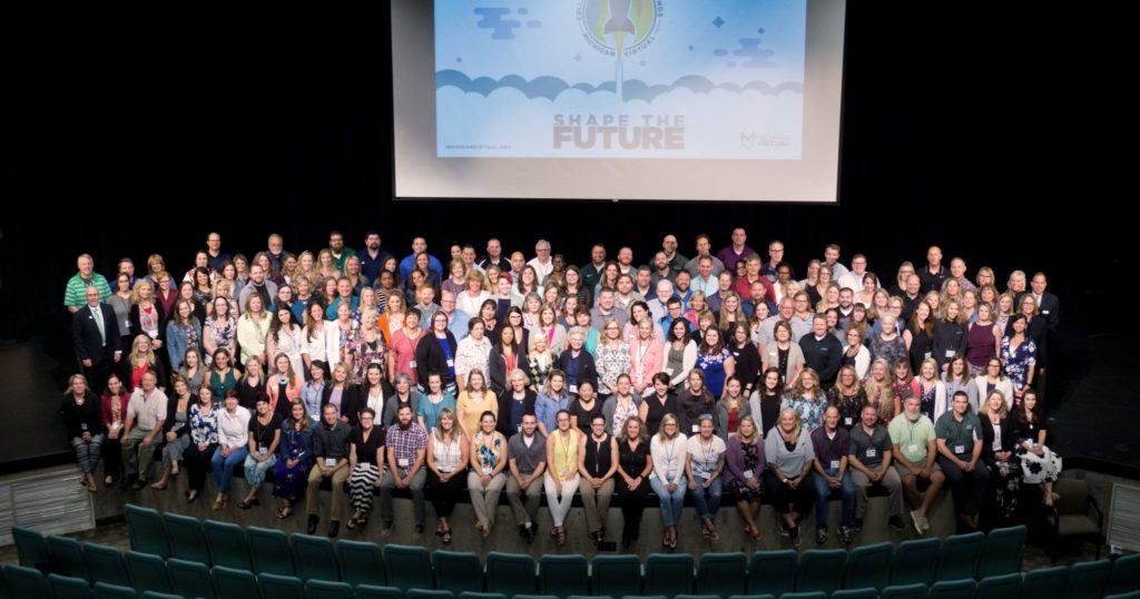 All of our instructors stand together for a photo at the 2018 Collaboration of the Minds