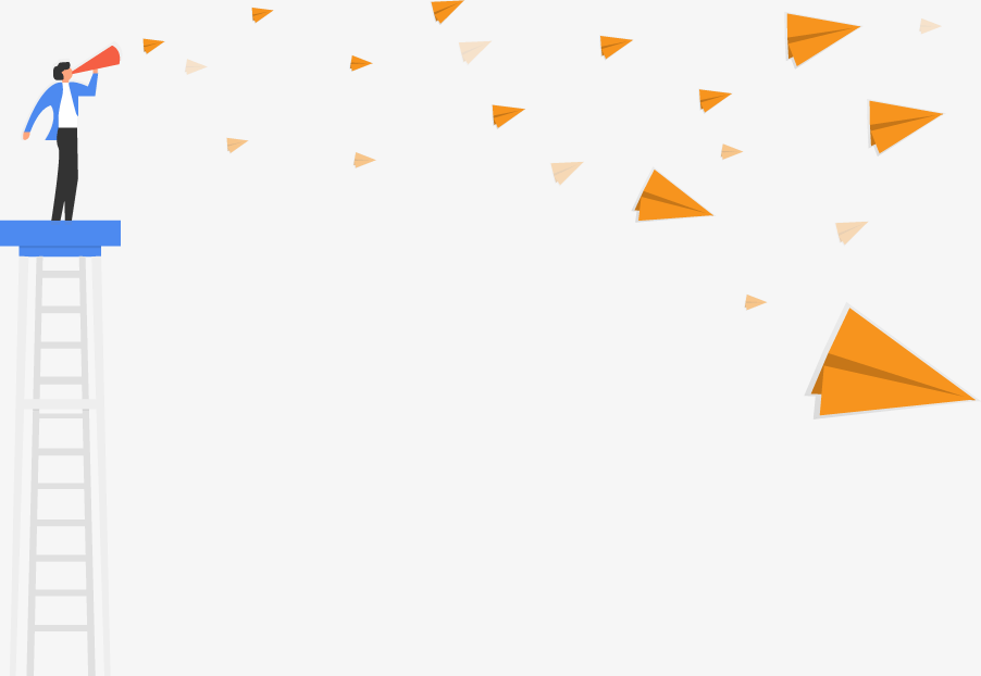 illustration of paper planes flying through the air