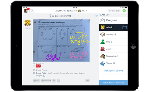 screenshot of the seesaw app on iPad