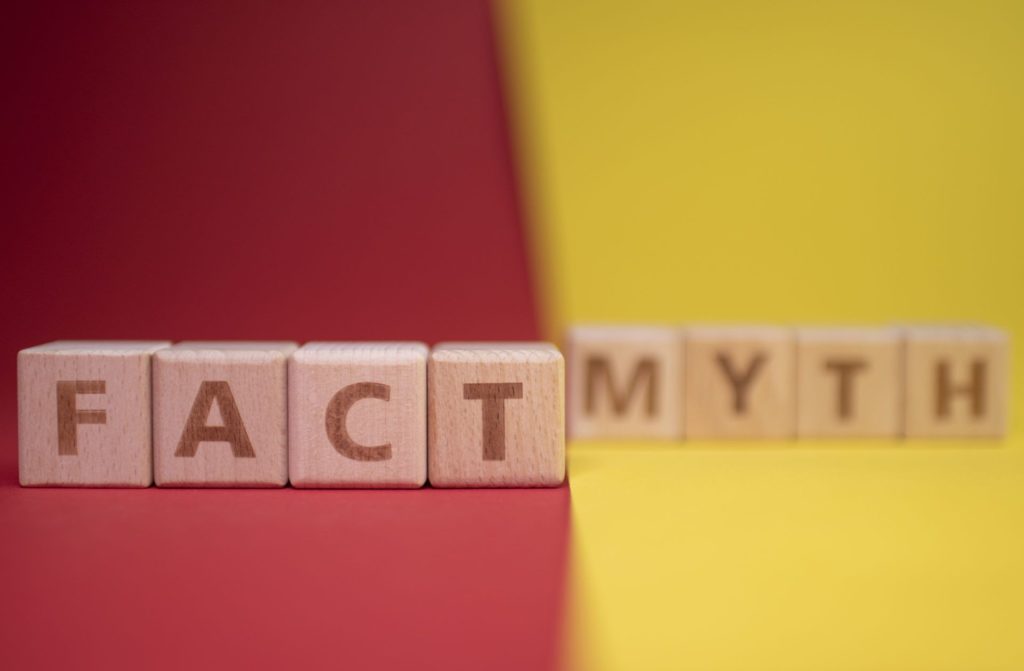 Fact and Myth words made with wooden blocks